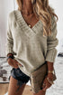 V Neck Drop Shoulder Knitted Sweater